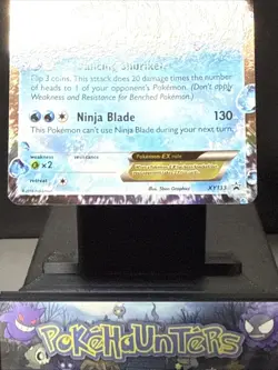 Pokemon Card Ash-Greninja EX XY133 Promo Full Art Holo STANDARD Size LP - Image 3