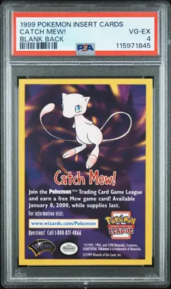 PSA 4 SQUARE CORNER Catch Mew 1999 Mew PROMO Insert WOTC Pokemon League Cards - Image 1