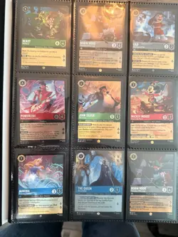 Disney Lorcana TCG All Legendary/Super Rare Lot Of 59 Cards EN1-EN10 In Binder. - Image 1