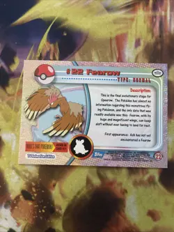 FEAROW #22 - BLUE Logo - NON-HOLO - SERIES 1 - TOPPS Pokemon Card - Lp - Image 2