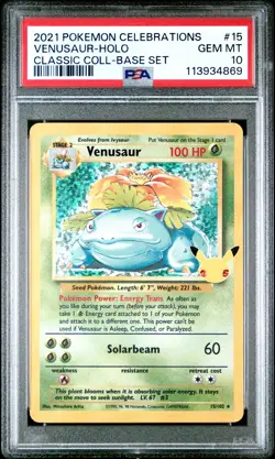 Venusaur Holo 15 Celebrations Classic Collection Pokemon PSA 10 *869 - Image 1