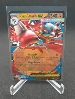 Pokemon Mega Lucario EX 077/132 Mega Evolutions Prize Pack Series 8 Play Stamp - Image 1