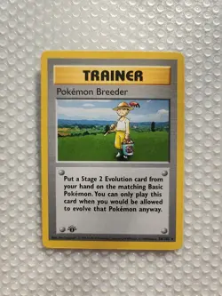 Pokemon TCG Trainer Pokemon Breeder Base Set 74/102 1st Edition Shadowless Rare - Image 1