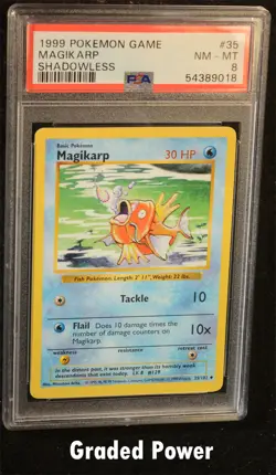Pokemon Base Set Unlimited Shadowless Magikarp SHADOWLESS PSA 8 (9018) #35 - Image 1