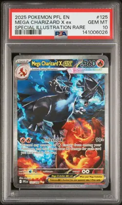 PSA 10 MEGA CHARIZARD X EX 125/094 Phantasmal Flames Pokemon Card Gem Mint Grade - Image 1