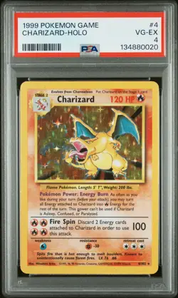 1999 POKEMON BASE SET UNLIMITED #4 CHARIZARD-HOLO PSA 4 - Image 1