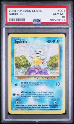 PSA 10 GEM MINT Squirtle 001/034 CLB Classic Box Holo Rare Pokemon TCG 2023 - Image 1