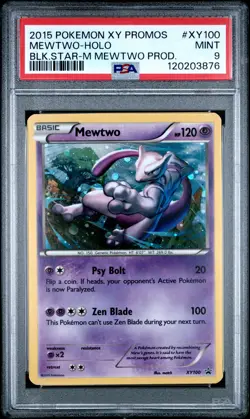 2015 POKEMON XY BLACK STAR PROMOS MEGA MEWTWO PRODUCTS #XY100 MEWTWO-HOLO PSA 9 - Image 1