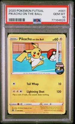 2020 POKEMON FUTSAL #001 PIKACHU ON THE BALL PSA 10 - Image 1