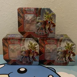 Pokemon TCG Paradox Clash Gouging Fire (3) Tins Lot - 15 Packs - Image 1