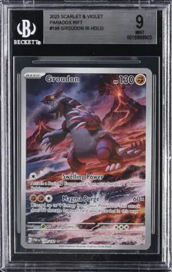 2023 POKEMON PARADOX RIFT ILLUSTRATION RARE HOLO #199/182 GROUDON BGS 9 - Image 1