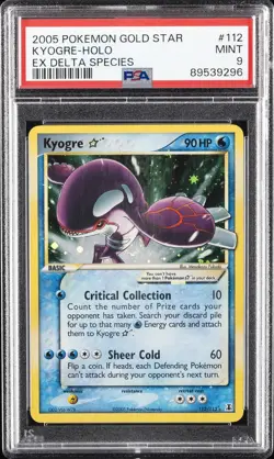 2005 POKEMON EX DELTA SPECIES GOLD STAR #112 KYOGRE-HOLO PSA 9 - Image 1
