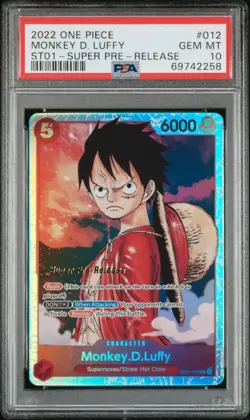 2022 ONE PIECE ST01-012 MONKEY D. LUFFY SUPER PRE-RELEASE STAMP PSA 10 - Image 1