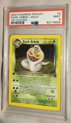 2000 Dark Arbok Holo PSA 9 1st First Edition #2/82 Rare Pokemon Rocket Card 2 - Image 1