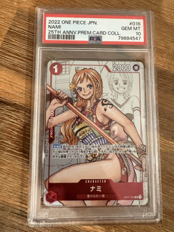 PSA 10 - 2022 ONE PIECE JAPANESE 25TH ANNIVERSARY PREMIUM CARD 016 NAMI - Image 1