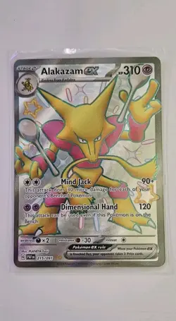 Alakazam ex 215/091 Full Art Shiny Ultra Rare Paldean Fates Pokemon Card Mint NM - Image 1