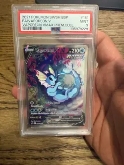 2021 POKEMON SWSH BSP FA/VAPOREON V VAPOREON VMAX PREMIUM COLLECTION PSA 9 - Image 1