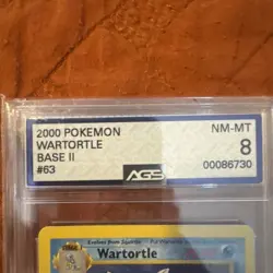 2000 POKEMON BASE SET 2 WARTORTLE #63 AGS 8 FRESHLY GRADED-RARE! - Image 2