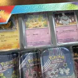 Pokemon Scarlet & Violet Paldean Fates 5 Mini Tins w/ 4 Promos Costco Bundle - Image 3