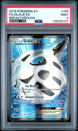 2015 POKEMON XY BREAKTHROUGH #155 FULL ART/GLALIE EX PSA 9 - Image 1