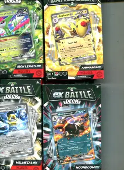 POKEMON BATTLE DECK LOT OF 4 AMPHAROSH OUNDOOM MELMETALCHIEN LEAVES - Image 1