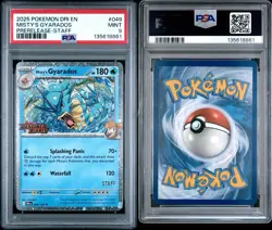2025 POKEMON DRI EN-DESTINED RIVALS PRERELEASE-STAFF #049 MISTY'S GYARADOS PSA 9 - Image 3