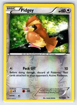 Pidgey 75/106 2014 XY Flashfire Set Pokemon Card Reverse Holo Common - Nm/Vlp - Image 1