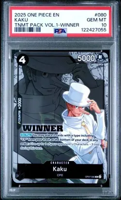 One Piece 2025 OP17-080 Kaku Pre-Release Winner Promo Card PSA 10 - Image 1