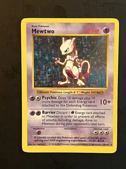 Pokemon TCG Mewtwo Base Set (Shadowless) Holo Rare Card 10/102 - Image 1