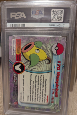 2000 Topps Chrome #70 Weepinbell Pokemon T.V. Spectra PSA 9 - Image 2