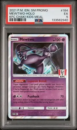 Pokemon Mewtwo 184/SM-P KFC Kentucky Fried Chicken Promo Card PSA 5 - Image 1