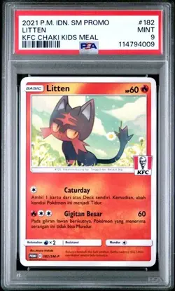 Pokemon Litten 182/SM-P KFC Kentucky Fried Chicken Promo Card PSA 9 - Image 1