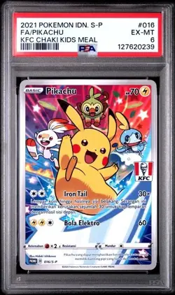 Pokemon Indonesian KFC Kids Meal Pikachu #016 PSA 6 - Image 1