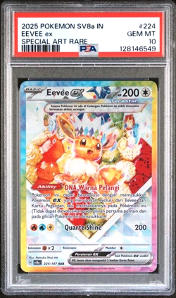 2025 Indonesian Pokemon sv8a Terastal Festival EX #224 Eevee PSA 10 Gem Mint - Image 1