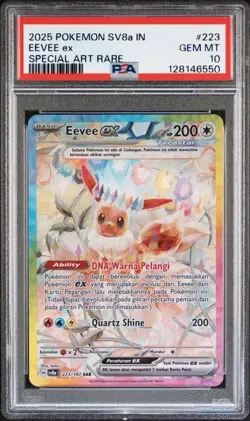 2025 Indonesian Pokemon sv8a Terastal Festival EX #223 Eevee PSA 10 Gem Mint - Image 1