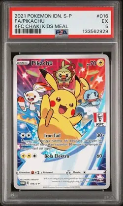 Pokemon Indonesian KFC Kids Meal Pikachu #016 PSA 5 - Image 1