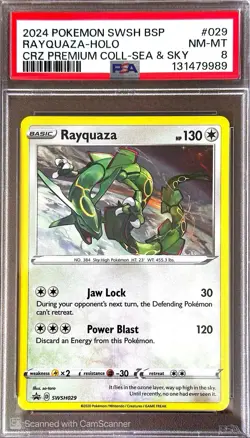 2024 POKEMON SWSH BLACK STAR PROMO #029 RAYQUAZA-HOLO PSA 8 - Image 1