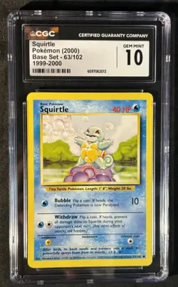 Pokemon Squirtle 63/102 Base Set 1999-2000 Vintage CGC Gem Mint 10 4th Print - Image 1