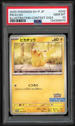 2025 POKEMON JPN SV-P PROMO ILLUSTRATION CONTEST 2024 #242 PIKACHU PSA 10 GEM - Image 1