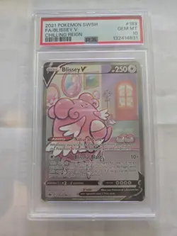 2021 POKEMON SWORD & SHIELD CHILLING REIGN #183 FULL ART/BLISSEY V PSA 10 - Image 1