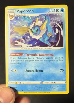 Vaporeon Cosmos Holo w/ HD Galaxy Swirl Vivid Voltage 030/185 Pokemon TCG NM - Image 1