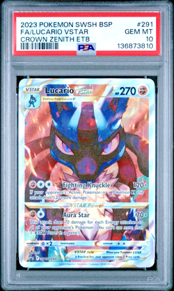 Lucario Vstar Alt Art Promo PSA 10 Pokemon Crown Zenith SWSH291 - Image 1