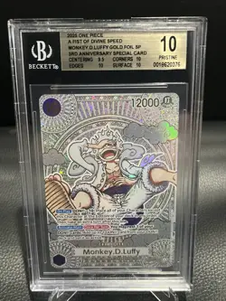 BGS 10 One Piece Monkey.D.Luffy Gold Foil SP OP05-119 Fist of Divine Speed - Image 1