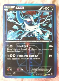 2013 Pokemon Absol #67/116 Plasma Freeze Black & White Holo Rare Card MP - Image 1