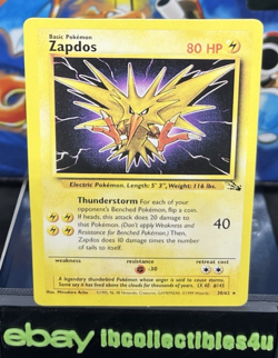 Zapdos Fossil Regular Non Holo Rare Unlimited Pokemon Card #30/62 LP Free Ship - Image 1