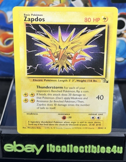 Zapdos Fossil Regular Non Holo Rare Unlimited Pokemon Card #30/62 LP Free Ship - Image 3