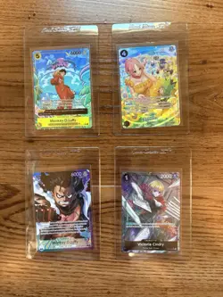 2024 One Piece Two Legends Monkey.D.Luffy Treasure Rare #OP07-109. 4 Card Lot NM - Image 1