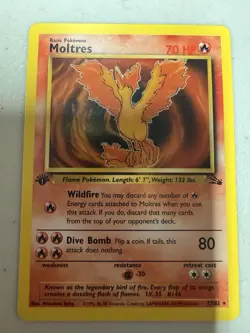 Moltres 27/62 1st Edition Played Fossil Set 1999 Non-Holo Rare Pokemon Card - Image 2