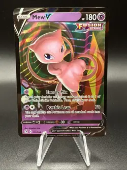 Pokemon TCG Mew V 113/264 Sword & Shield Fusion Strike Ultra Rare Holo Card NM - Image 1