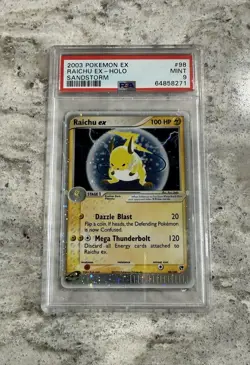 Pokemon 2003 Sandstorm Raichu EX Holo Ultra Rare Card #98/100 PSA 9 Mint - Image 1